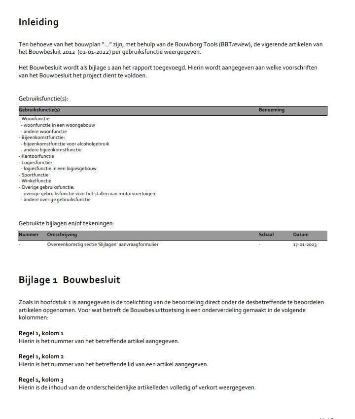 Bouwbesluit analyse -Fase 1